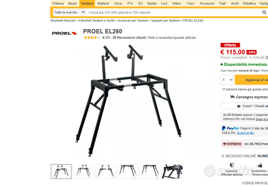 Supporto per tastiera o PC e controller Proel