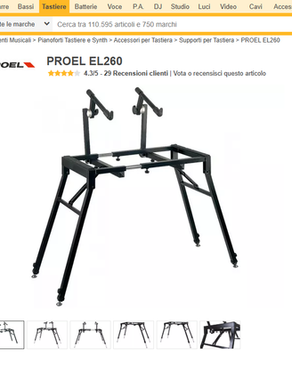 Supporto per tastiera o PC e controller Proel