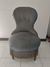 Poltrona da camera antica anni 50 legno tessuto 