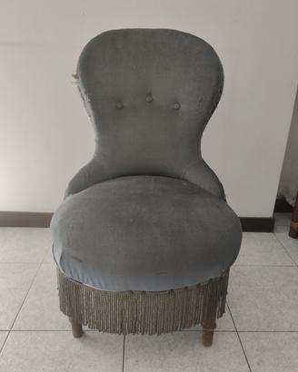 Poltrona da camera antica anni 50 legno tessuto