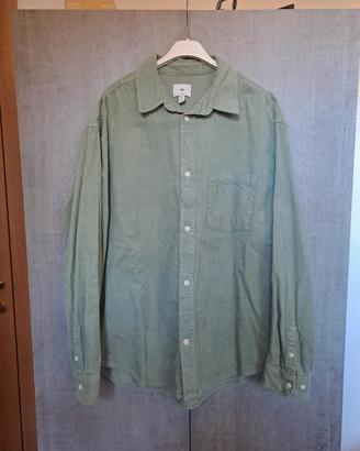 Camicia a coste Velluto Verde Oliva Tg L
