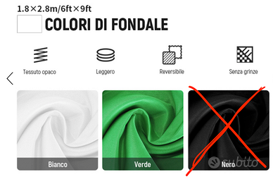 2 Fondali Fotografici  1,8 x 2,8 m – Nero e Verde