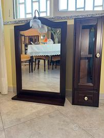 Mobiletto da bagno con luce e specchio