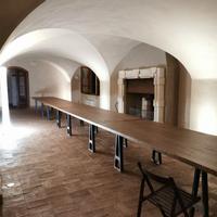 Tavolo in legno massello e ferro battuto