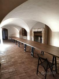 Tavolo in legno massello e ferro battuto