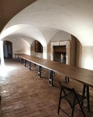 Tavolo in legno massello e ferro battuto