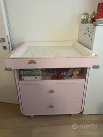 Fasciatoio myllra ikea rosa con materassino