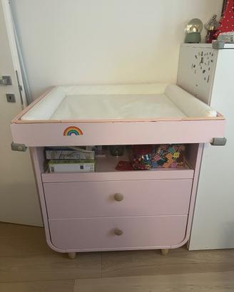 Fasciatoio myllra ikea rosa con materassino