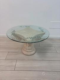 Tavolino capitello con piano in vetro