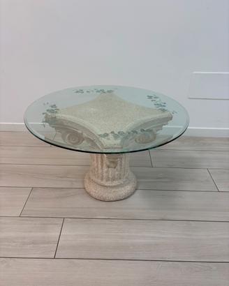 Tavolino capitello con piano in vetro