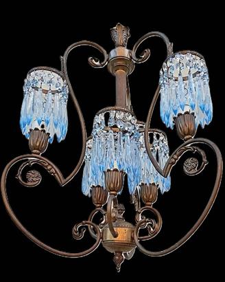ANTICO LAMPADARIO IN OTTONE 6 LUCI RESTAURATO