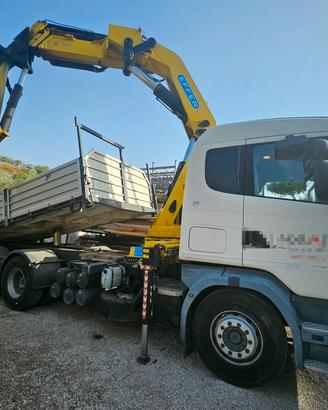 Scania R144L 460 V8 Ribaltabile, Gru Effer 48N jib