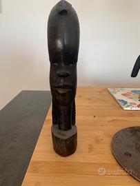 Busto africano vintage in legno ebano 23 cm