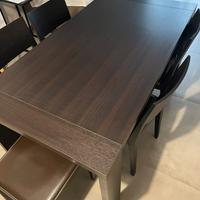 TAVOLO RETTANGOLARE ALLUNGABILE IN WENGÈ + 6 SEDIE