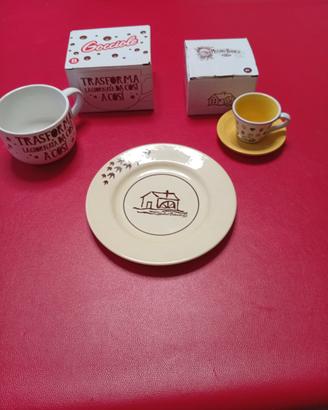 Tazze e piatto del Mulino Bianco da collezione.