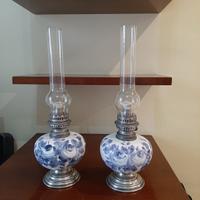 Coppia di Lampade ad olio ceramica dipnte a mano