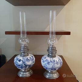Coppia di Lampade ad olio ceramica dipnte a mano