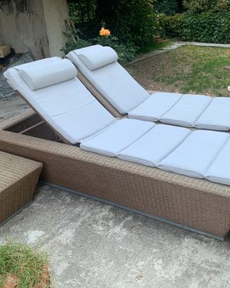 Lettino Doppio Polyrattan + Tavolino + cuscini