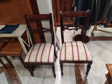 Coppia antiche sedie da scrivania seta San Leucio