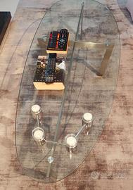 Tavolino  da  sala in vetro e acciaio