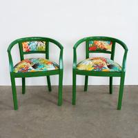 Coppia poltroncine verdi vintage rivisitate