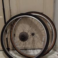 ruote bicicletta da strada + catarifrangenti 2x2