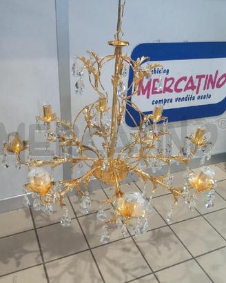 LAMPADARIO 8 LUCI DORATO TRIPUDIO GOCCE