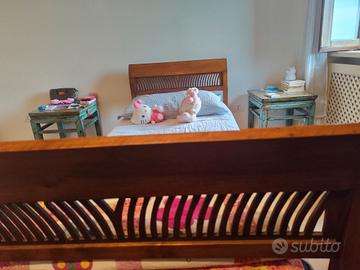 Letto singolo legno con rete e materasso 