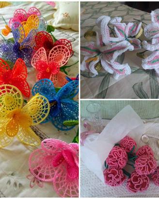 Fiori grandi petali/ gigli/garofani ad uncinetto