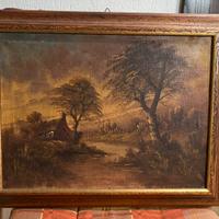 Antico dipinto scorcio fluviale A. ram collezione