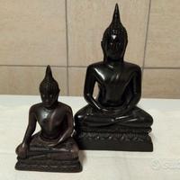 2 VECCHI BUDDHA IN RESINA SCURA
