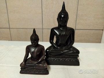 2 VECCHI BUDDHA IN RESINA SCURA