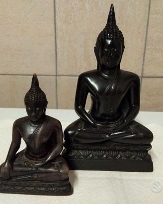 2 VECCHI BUDDHA IN RESINA SCURA