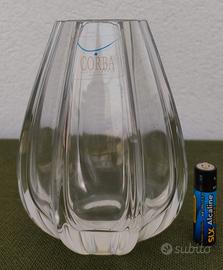 Corba vaso porta fiori in cristallo pesante molato