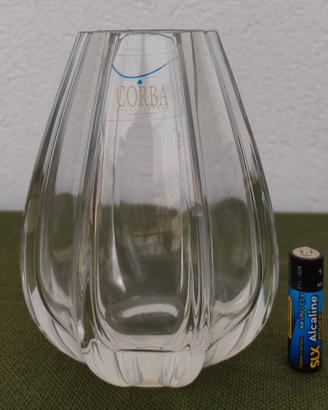 Corba vaso porta fiori in cristallo pesante molato