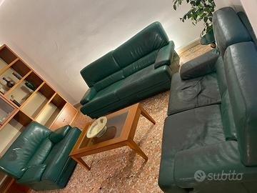 Divani verdi in vera pelle.