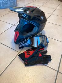 Casco cross Just 1 tg S + mascherina + guanti