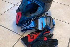 Casco cross Just 1 tg S + mascherina + guanti