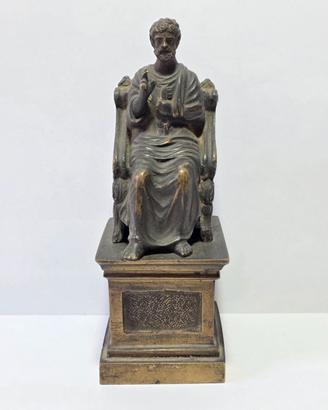 Scultura in bronzo San Pietro in cattedra XIX SEC