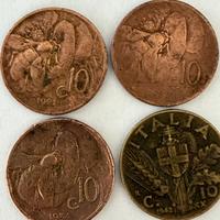 Quattro monete italiane da 10 cent. 1921/22/34/42