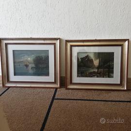 Coppia di quadri olio su tela vintage 