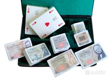 Cofanetto set Poker + fiches vecchie lire - NUOVO