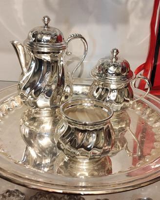 servizio da tè o caffè 4 pezzi silver plate 