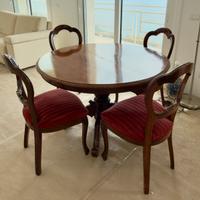 6 Sedie eleganti in legno massello con velluto