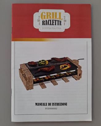 Grill Raclette Doppia Piastra Con Pietra Lavica 
