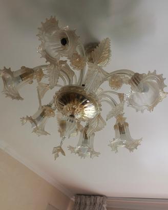 Lampadario e 2 Abat-jour in Vetro di Murano