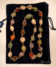 Collana a catena con pietre dure multicolore  