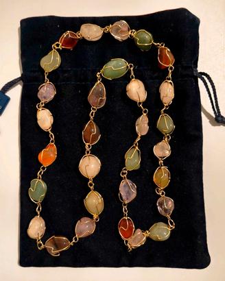 Collana a catena con pietre dure multicolore  