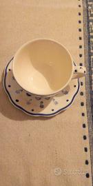 Tazza grande dipinta a mano con piattino