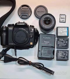 Lumix G2 con 14-42, SD 64GB, 3 batterie e borsa